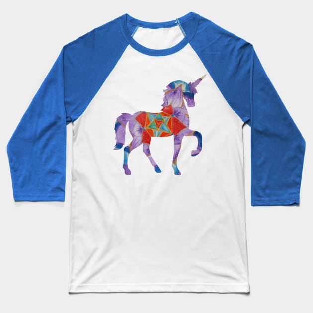 Purple unicorn Baseball T-Shirt by Manitarka